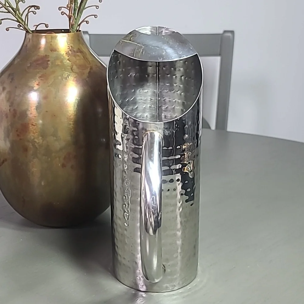 Max Studio Home hammered metal pitcher With Vintage Bar Set And Glass Shaker